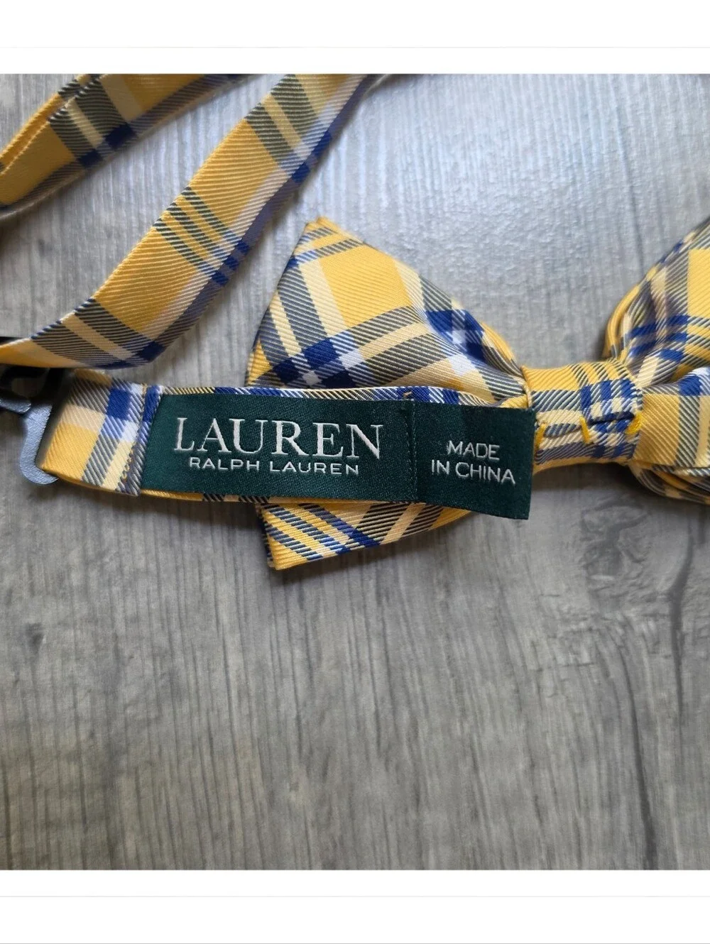 Lauren Ralph Lauren Yellow Blue Plaid Adjustable Bow Tie – Classic Preppy
